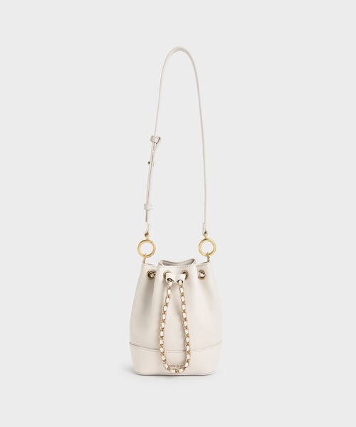 【未使用】　CHARLES&KEITH ハンドバッグ　2way キャンバス　白 美品 チャールズ&キース 2WAY仕様 白バッグ 夏 オフィス 上品