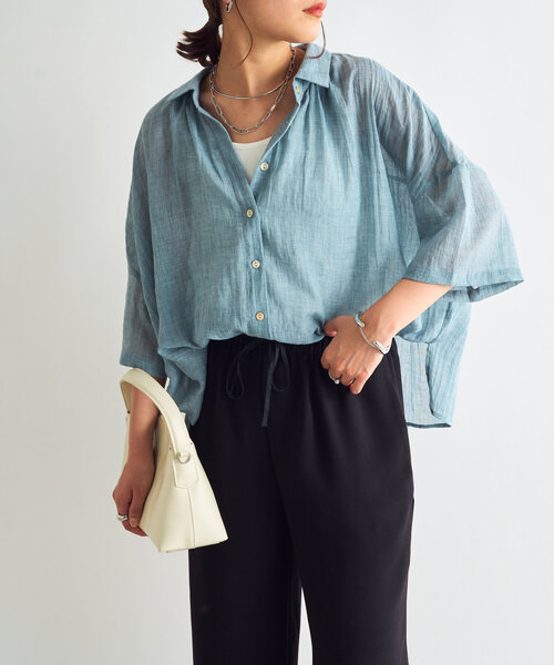 美品　un dix cors 長袖レディース　シアーシャツ un dix cors｜シアーオーバーシャツ | Rakuten Fashion(楽天