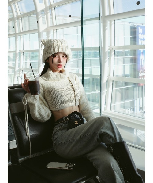 「Darich」 タートルネックニット FREE サックスブルー レディース_画像4