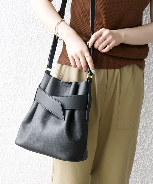 SHIPS any ショルダーバッグ バッグ any: ベルト デザイン 巾着