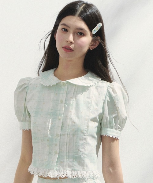 ブラウス シャツ コットン 刺繍パフスリーブブラウス SP25s073「SunsetPark」「2025SS」 レディース