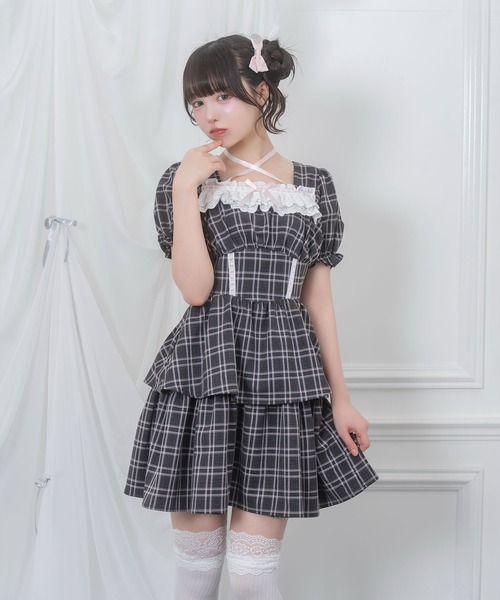 Honey Cinnamon（ハニーシナモン） ワンピース デコルテリボン配色