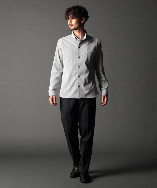 ニコルクラブフォーメン（NICOLE CLUB FOR MEN）/ジオメトリックスタンドボタンダウンシャツ NICOLE CLUB FOR MEN（ニコルクラブフォーメン） シャツ ジオ