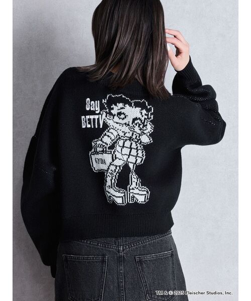 ヒステリックス／'00~01秋冬⭐︎スタッツニット・黒【未使用】 BETTY BOOP ニット セーター BETTY×GYDA shortニットトップス