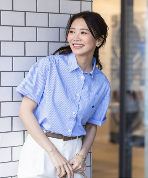 「Champion」 半袖シャツ LARGE ホワイト レディース