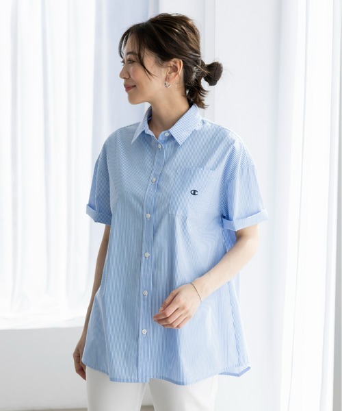 「Champion」 半袖シャツ LARGE ホワイト レディース