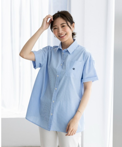 「Champion」 半袖シャツ LARGE ホワイト レディース