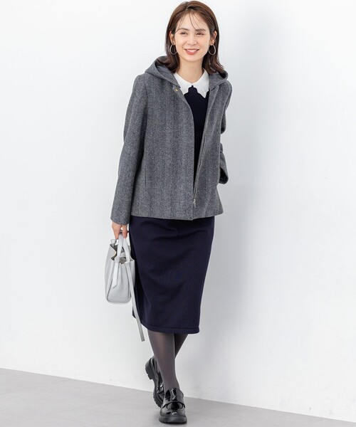 組曲（KUMIKYOKU） ワンピース レースライク襟付きニットワンピース