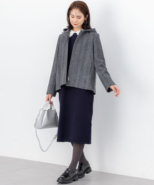 組曲（KUMIKYOKU） ワンピース レースライク襟付きニットワンピース