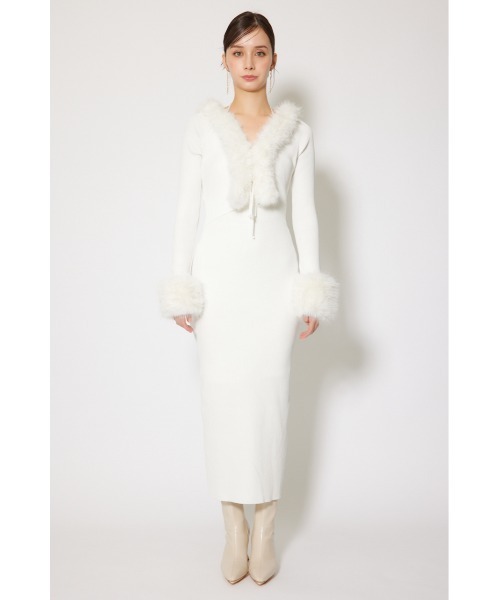 ワンピース 「2025AW」フェイクファーレディーニットワンピース 秋服