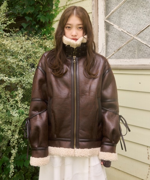 Mellowneon アウター ブラウン mellowneon（メロウネオン） ブルゾン アウター ヴィンテージレザー