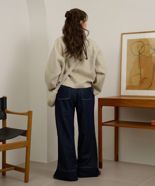 美品♡近年♡ユナイテッドアローズ ペプラムショートブルゾン ジップアップ 紺 ブルゾン アウター double pocket zip up short blouson /ダブル