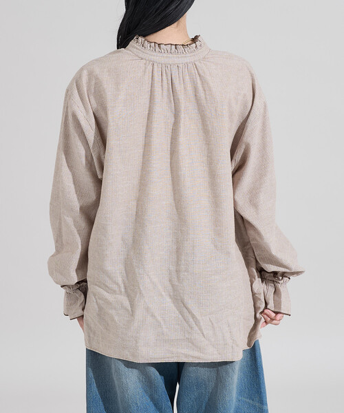 cloth＆cross リネンフリル袖後ろリボンブラウス　ハグオーワー FREAK'S STORE（フリークスストア） ブラウス シャツ 前後2WAY フリル