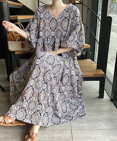 ReRe ワンピース エスニック柄2WAYロングワンピース : ZOZOTOWN Yahoo