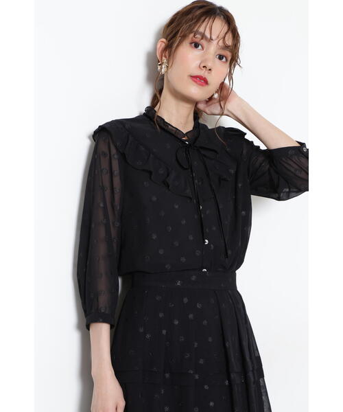 「JILL STUART」 7分袖ブラウス MEDIUM ブラック レディース_画像4