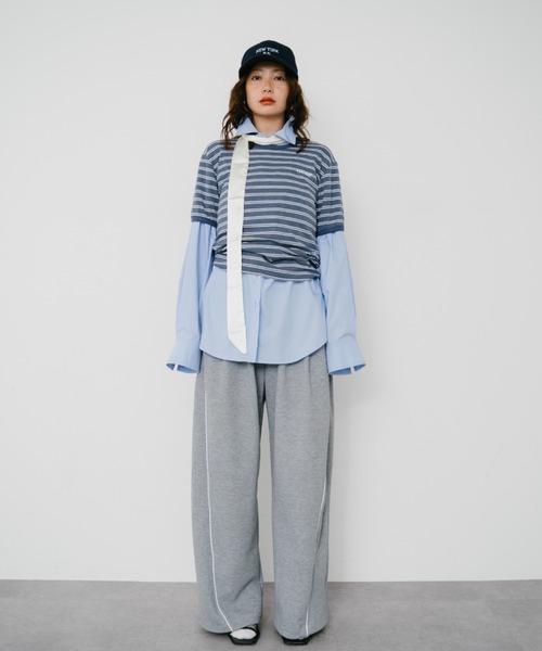 「HANNE」 半袖Tシャツ FREE ブルー レディース_画像3