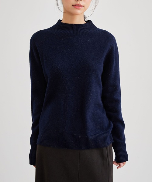 062 パラスパレス ウール ハイネック ニット セーター トップス ネイビー Lace Ladies（レースレディース） ニット セーター コットン ウール