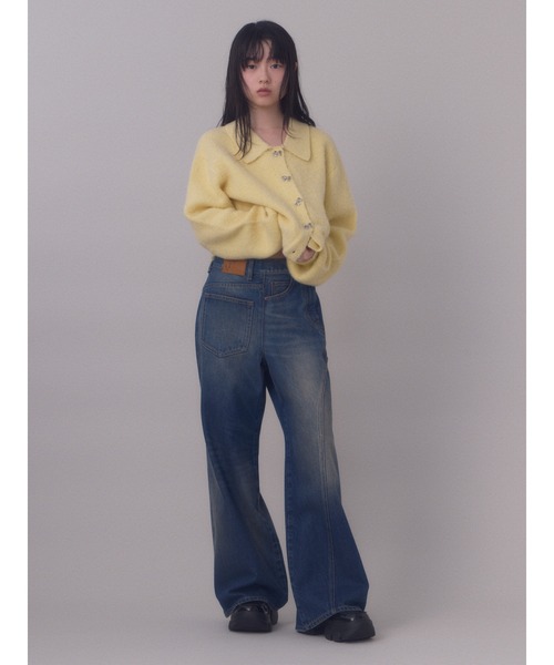 スライ（SLY）/RIBBON BUTTON SHAGGY カーディガン SLY（スライ） カーディガン RIBBON BUTTON SHAGGY C/D リボンボタン