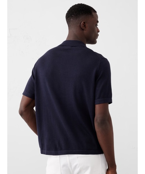 「BANANA REPUBLIC FACTORY STORE」 半袖ニット L ネイビー メンズ_画像5