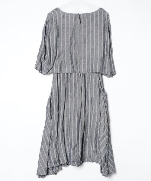 「LOISIR」 ストライプ柄長袖ワンピース 38 ネイビー レディース_画像2
