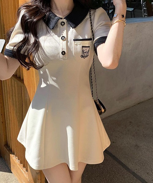 「gossip!ロサンゼルス」 半袖ワンピース S ベージュ レディース_画像4