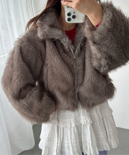 PILIT ステンカラーコート コート ミックスファー2wayコート