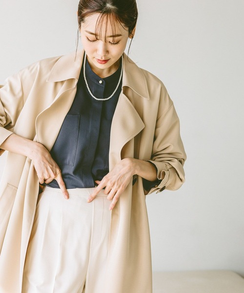 「GLOBAL WORK」 長袖ブラウス LARGE オフホワイト レディースの画像5