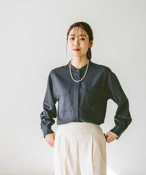 「GLOBAL WORK」 長袖ブラウス LARGE オフホワイト レディースの画像6