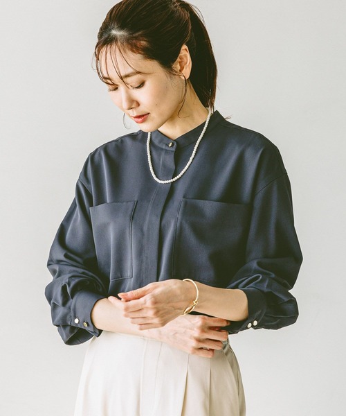 「GLOBAL WORK」 長袖ブラウス LARGE オフホワイト レディースの画像7