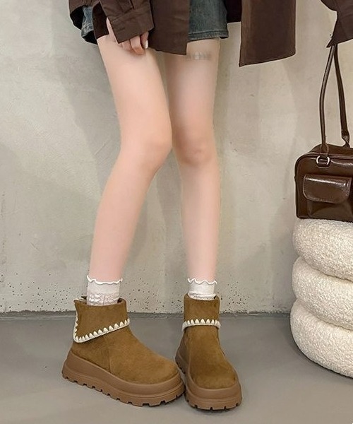 gossip!ロサンゼルス ブーツ Y2Kガーリー もこもこ厚底ショートスノー