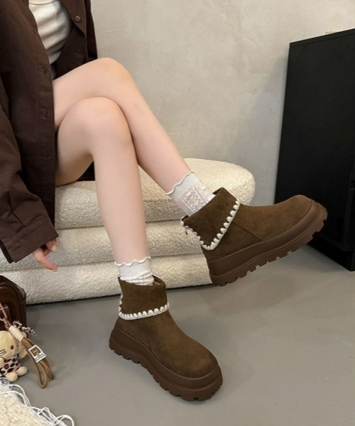 gossip!ロサンゼルス ブーツ Y2Kガーリー もこもこ厚底ショートスノー