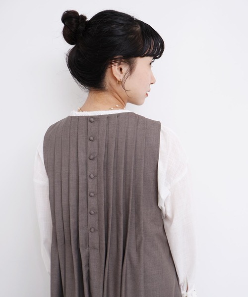 l'atelier du savon ノースリーブセーター Fサイズ AMBIDEX Store ○TRプリーツタック ノースリワンピース(F クロ): l