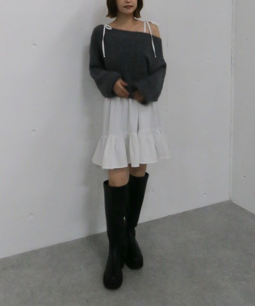 archives（アルシーヴ） ワンピース メランジフェザーニット×ミニ