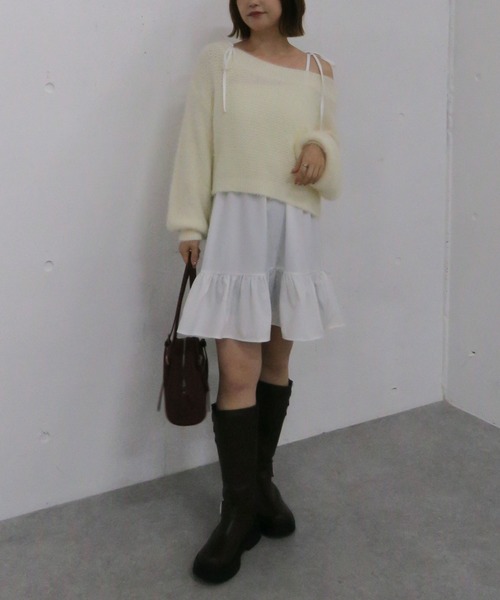 アルシーヴ（archives）/メランジフェザーニット×ミニキャミワンピースＳＥＴ archives（アルシーヴ） ワンピース メランジフェザーニット×ミニ