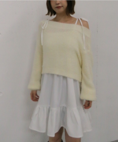 アルシーヴ（archives）/メランジフェザーニット×ミニキャミワンピースＳＥＴ archives（アルシーヴ） ワンピース メランジフェザーニット×ミニ