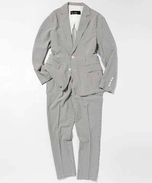 「AKM Contemporary」 テーラードジャケット M ブラック×ホワイト メンズ_画像7