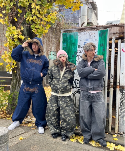 centimeter（センチメーター） ワイドパンツ ジーンズ Tribal logo 