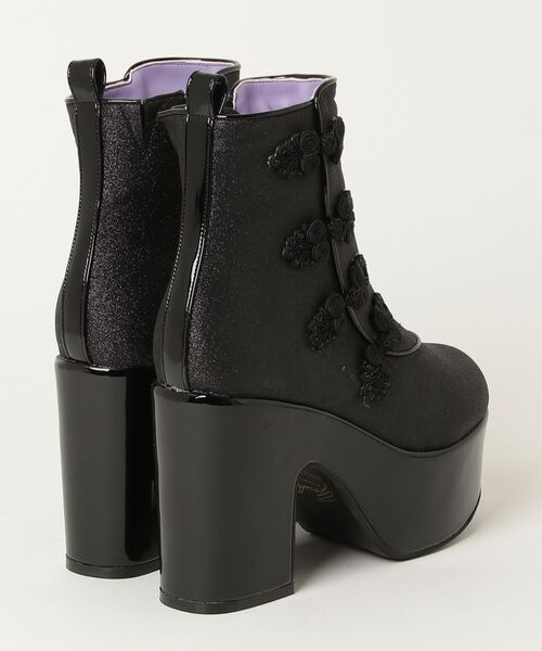 「YOSUKE」 ショートブーツ S ブラック×パープル レディース_画像2