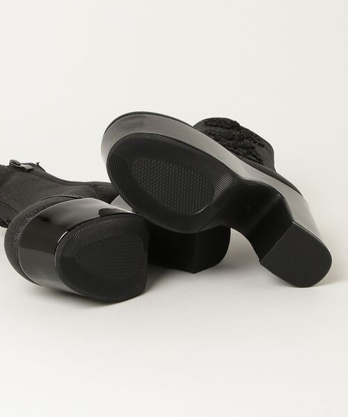 「YOSUKE」 ショートブーツ S ブラック×パープル レディース_画像3