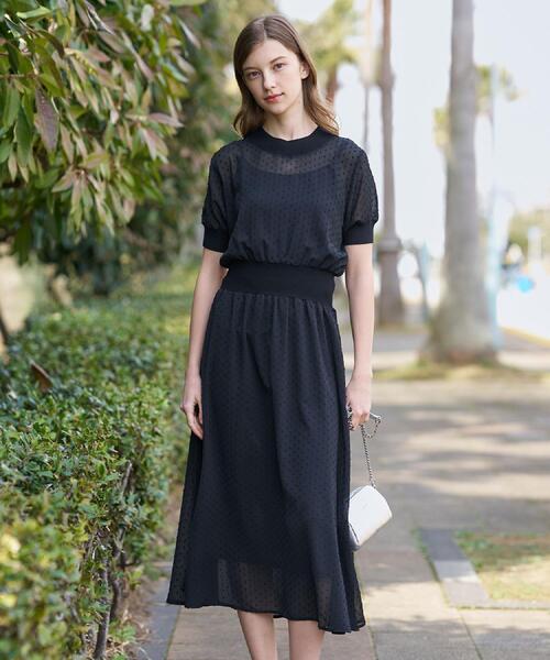 ドレステリア　ワンピース　ドットジャガードオーバーラップコンビドレス　38 DRESSTERIOR（ドレステリア） ワンピース 「otonaMUSE5月号掲載