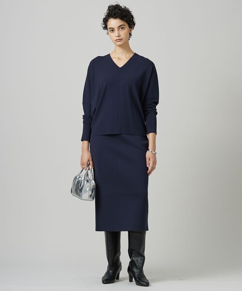 「ICB」 タイトスカート LARGE ネイビー レディース_画像5