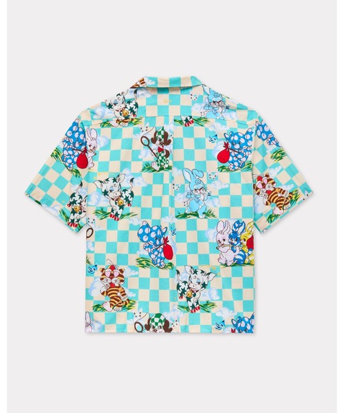 シャツ 'KENZO Cartoon' ハワイアン ショートスリーブ シャツ イン コットン シアサッカー メンズの画像