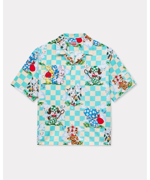 シャツ 'KENZO Cartoon' ハワイアン ショートスリーブ シャツ イン コットン シアサッカー メンズの画像