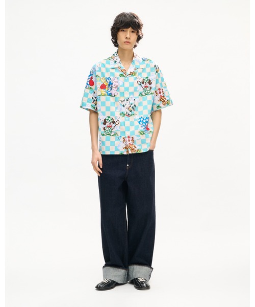 シャツ 'KENZO Cartoon' ハワイアン ショートスリーブ シャツ イン コットン シアサッカー メンズの画像
