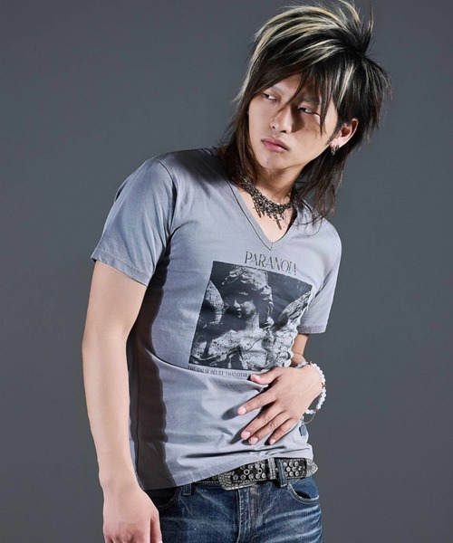 FUGA tシャツ 「FUGA/フーガ」エンジェルプリントVネックTシャツ