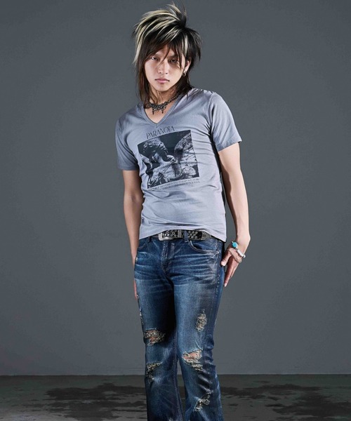FUGA tシャツ 「FUGA/フーガ」エンジェルプリントVネックTシャツ