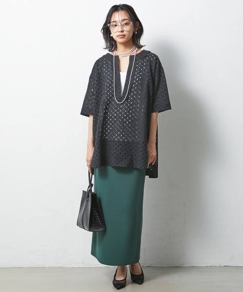 「CHIC STYLE」 タイトスカート LL グリーン レディース_画像8