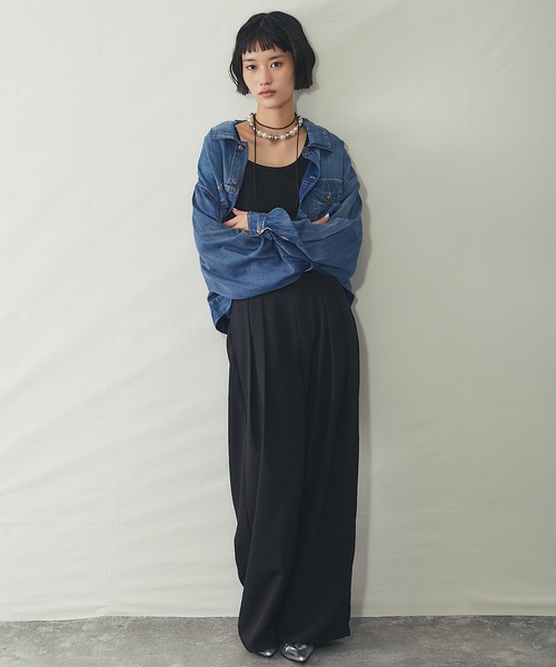 ブラウス シャツ 配色ステッチシアーデニム レディース : ZOZOTOWN
