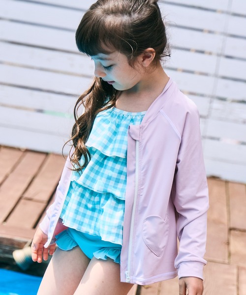 ラッシュガード 「UVカット」ガールズ ハートポケット サムホール付き ラッシュガード キッズ 子供 女の子 | pairmanon | 08