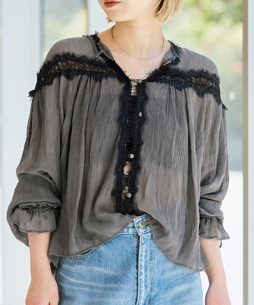 IENA LA BOUCLE（イエナラブークル） ブラウス シャツ 楊柳レース